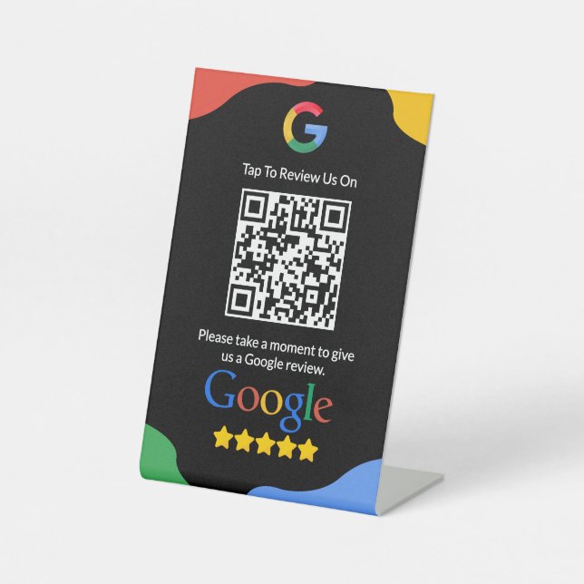 QR Code Link Black Google Review  Pedestal Sign (Front)