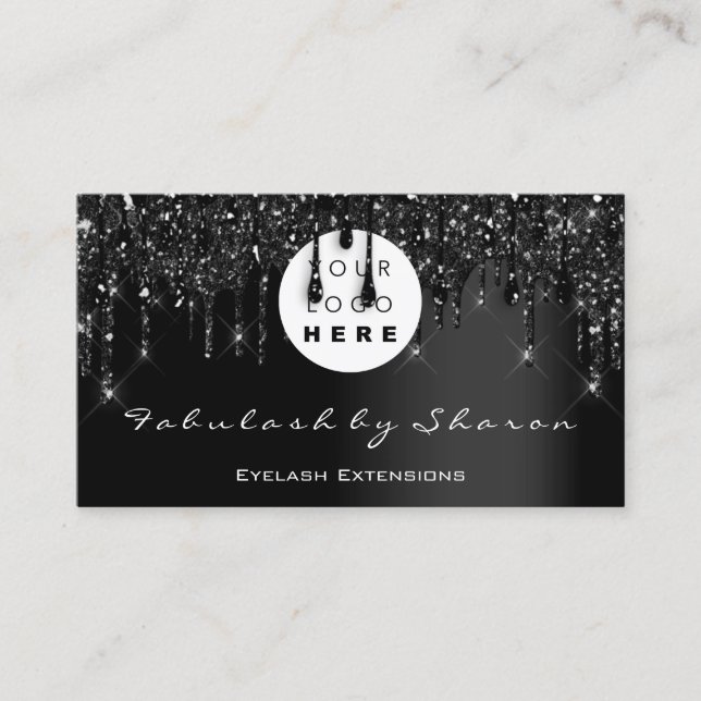 Qr Code Logo Black Drips Professional VIP Business Card (Front)