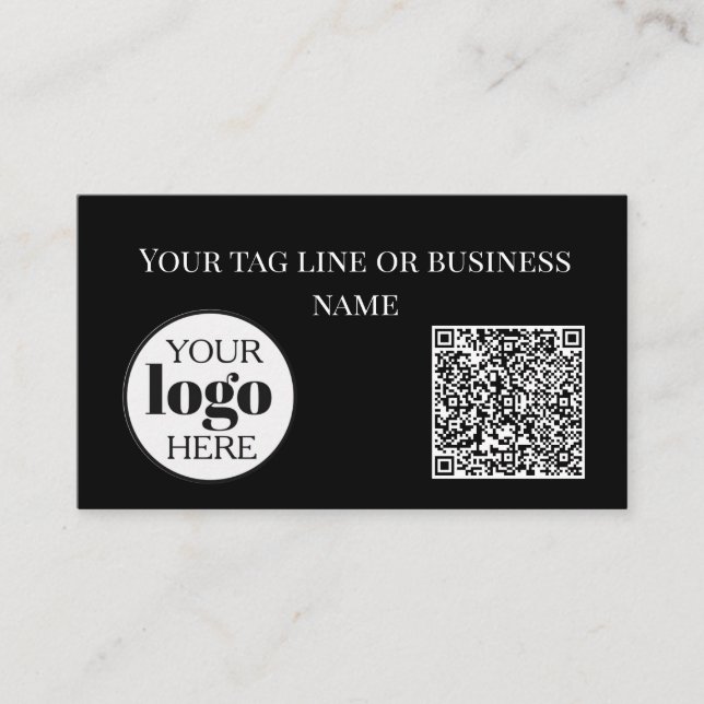  QR Code Logo Black Simple Business Card (Front)