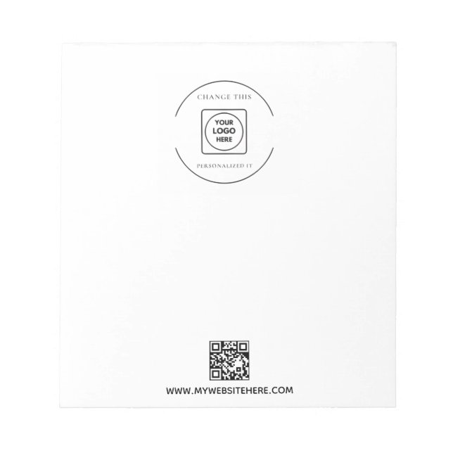QR Code Logo Business Branding Promo Notepad (Front)