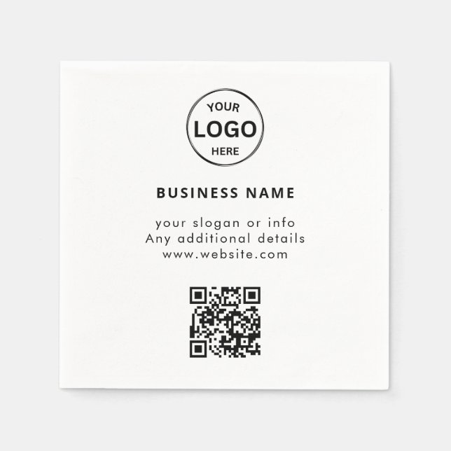 Qr Code Logo Business Minimalist Simple Napkin (Front)