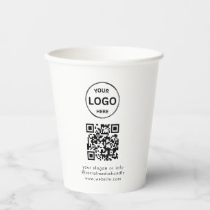 Qr Code Logo Business Minimalist Simple Paper Cups