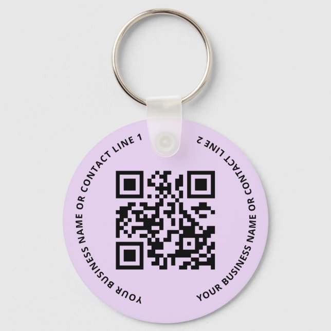 QR Code Logo Business Purple Key Ring (Front)