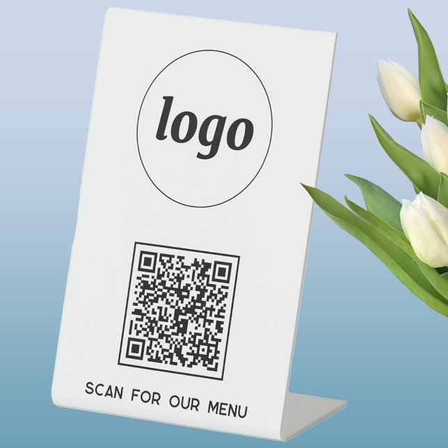 QR Code Logo Business Scan for Menu Pedestal Sign (Simple logo with QR code scan for menu pedastal sign for business)