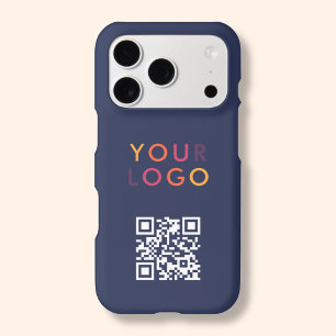 QR Code Logo Business Simple Navy Blue