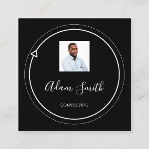 QR Code Logo Custom Custom Photo Consulting Black  Square Business Card