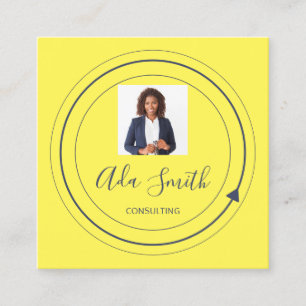QR Code Logo Custom Custom Photo Consulting Yellow Square Business Card