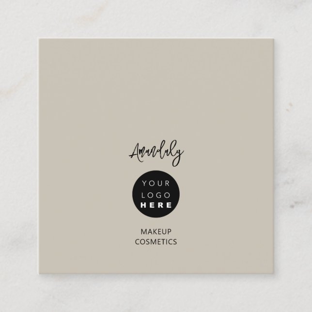QR Code Logo Earth Cement Grey Minimalims Square Business Card (Front)