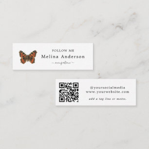QR Code Logo Elegant Butterfly Social Media   Mini Business Card