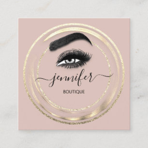 QR Code Logo Glitter Gold  Rose Eyelash Skin Square Business Card