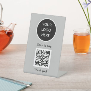 QR Code Logo Grey Business Scan me Website Pedestal Sign