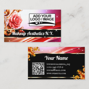 QR Code Logo Image Template Golden Rose Luxury   Business Card