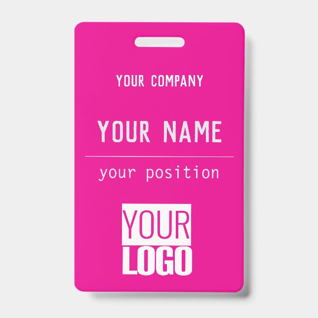   QR  code&logo in hot pink ID Badge (Front)