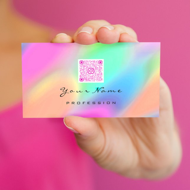 QR Code Logo Makeup Artist Hair Nails Pink Business Card (Creator Uploaded)