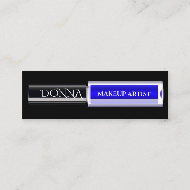 QR Code Logo Makeup Blue Lipstick Cosmetics   Mini Business Card (Front)
