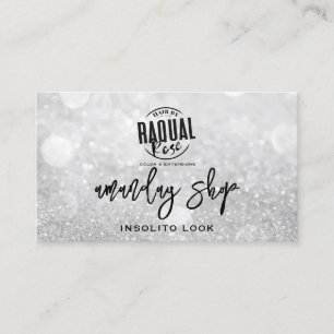 QR Code Logo Makeup Nails Silver Grey Glitter Business Card