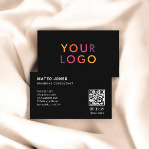 QR Code Logo Minimalist Black Business Card