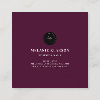 QR Code Logo Minimalist Burgundy Square Business Card
