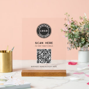 QR Code Logo Modern Contactless Business Acrylic Sign