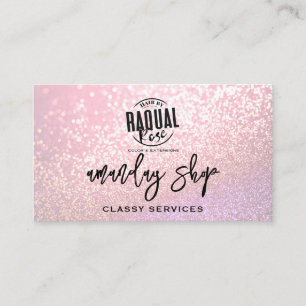 QR Code Logo Online Shop Pink Glitter Rose Business Card