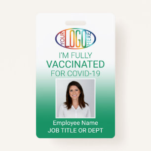 QR Code Logo Photo ID Covid Vaccine Pass Green ID Badge