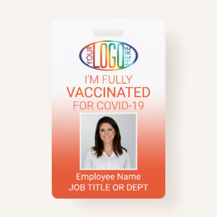 QR Code Logo Photo ID Covid Vaccine Pass Orange ID Badge