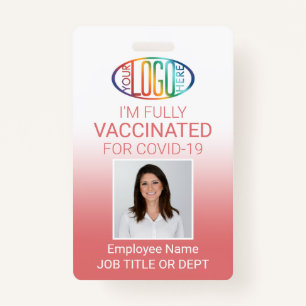 QR Code Logo Photo ID Covid Vaccine Pass Pink ID Badge