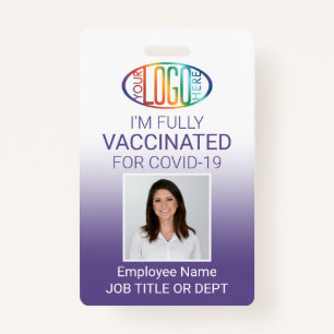QR Code Logo Photo ID Covid Vaccine Pass Purple ID Badge