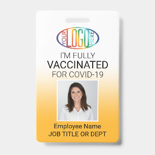 QR Code Logo Photo ID Covid Vaccine Pass Yellow Badge