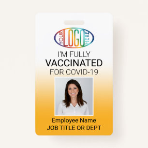 QR Code Logo Photo ID Covid Vaccine Pass Yellow ID Badge