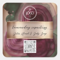 QR Code Logo Photo Product Thank Rose Burgundy 