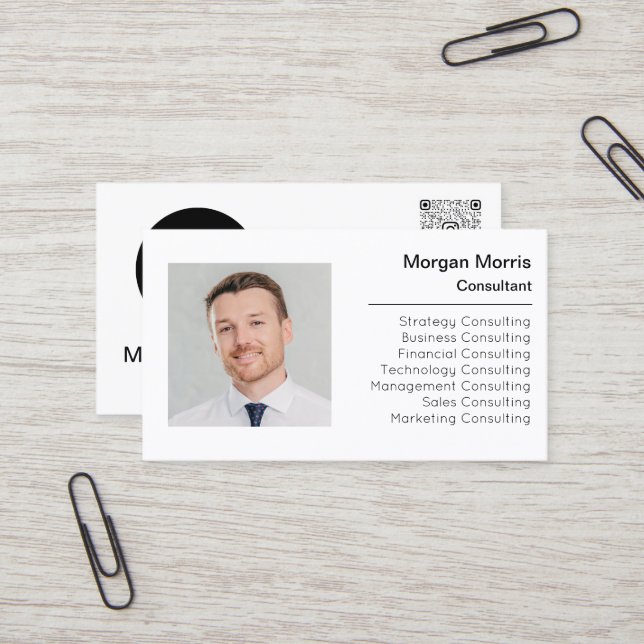 QR Code Logo Photo Professional Corporate Company Business Card (Front/Back In Situ)