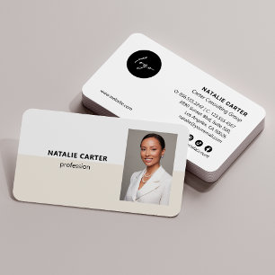 QR CODE Logo Professional Photo Portrait IVORY  Business Card