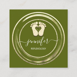 QR Code Logo Reflexology Foot Massage Feet Mustard Square Business Card