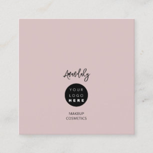 QR Code Logo Rose Pink Minimalism Elegant  Square Business Card