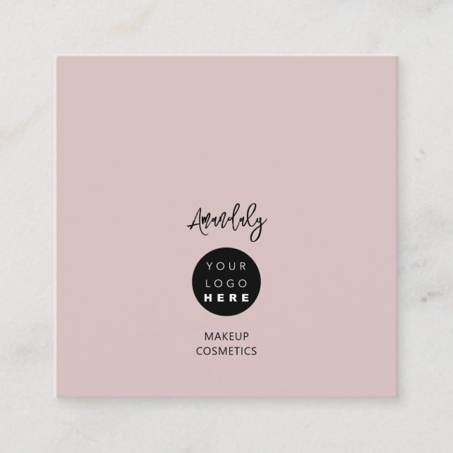 QR Code Logo Rose Pink Minimalism Elegant  Square Business Card (Front)