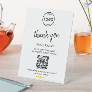 Qr Code Logo Thank you Discount Leave us Review Pedestal Sign