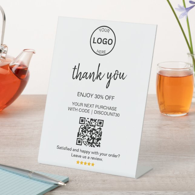 Qr Code Logo Thank you Discount Leave us Review  Pedestal Sign (In SItu)
