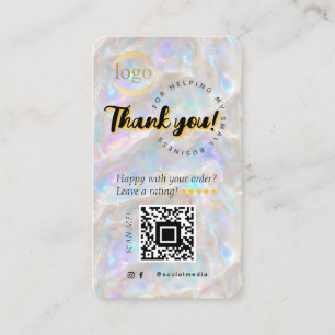 QR Code Logo Unique Iridescent Opal Thank You Business Card