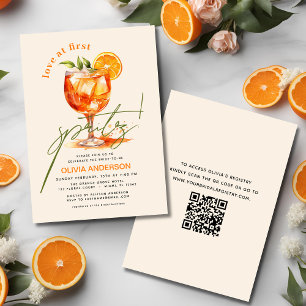 QR Code Love at First Spritz Orange Bridal Shower Invitation