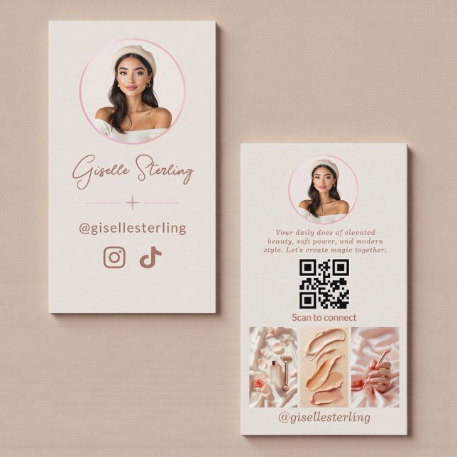 QR Code Luxury Modern Social Media Influencer  Business Card (Creator Uploaded)