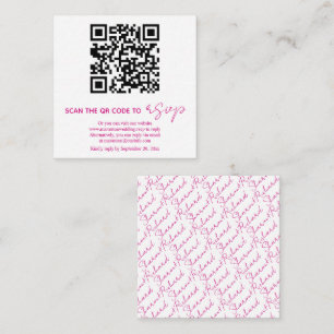 QR code magenta pink calligraphy RSVP photo Enclosure Card