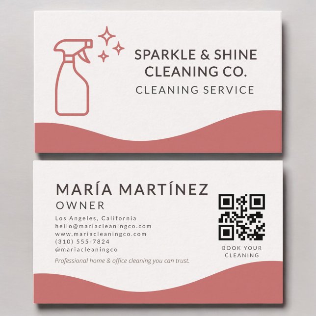 QR Code Maid & House Cleaning Service  Business Card (Creator Uploaded)