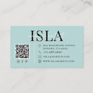 QR Code Makeup Artist Blue Business Card