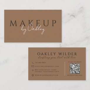 QR Code Makeup Artist Dark Terracotta Business Card