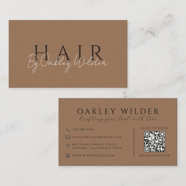 QR Code Makeup Artist Dark Terracotta Business Card (Front/Back)