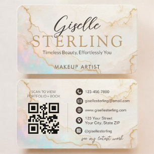 QR Code Makeup Artist Opal Stone  Business Card