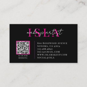 QR Code Makeup Artist Pink Black Business Card