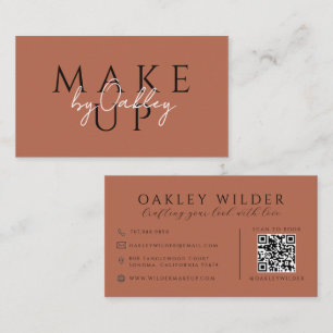 QR Code Makeup Artist Terracotta Business Card