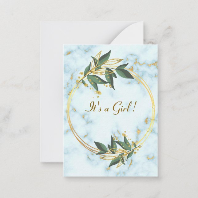 QR Code Marble Gold Baby Girl Shower Invitations (Back)